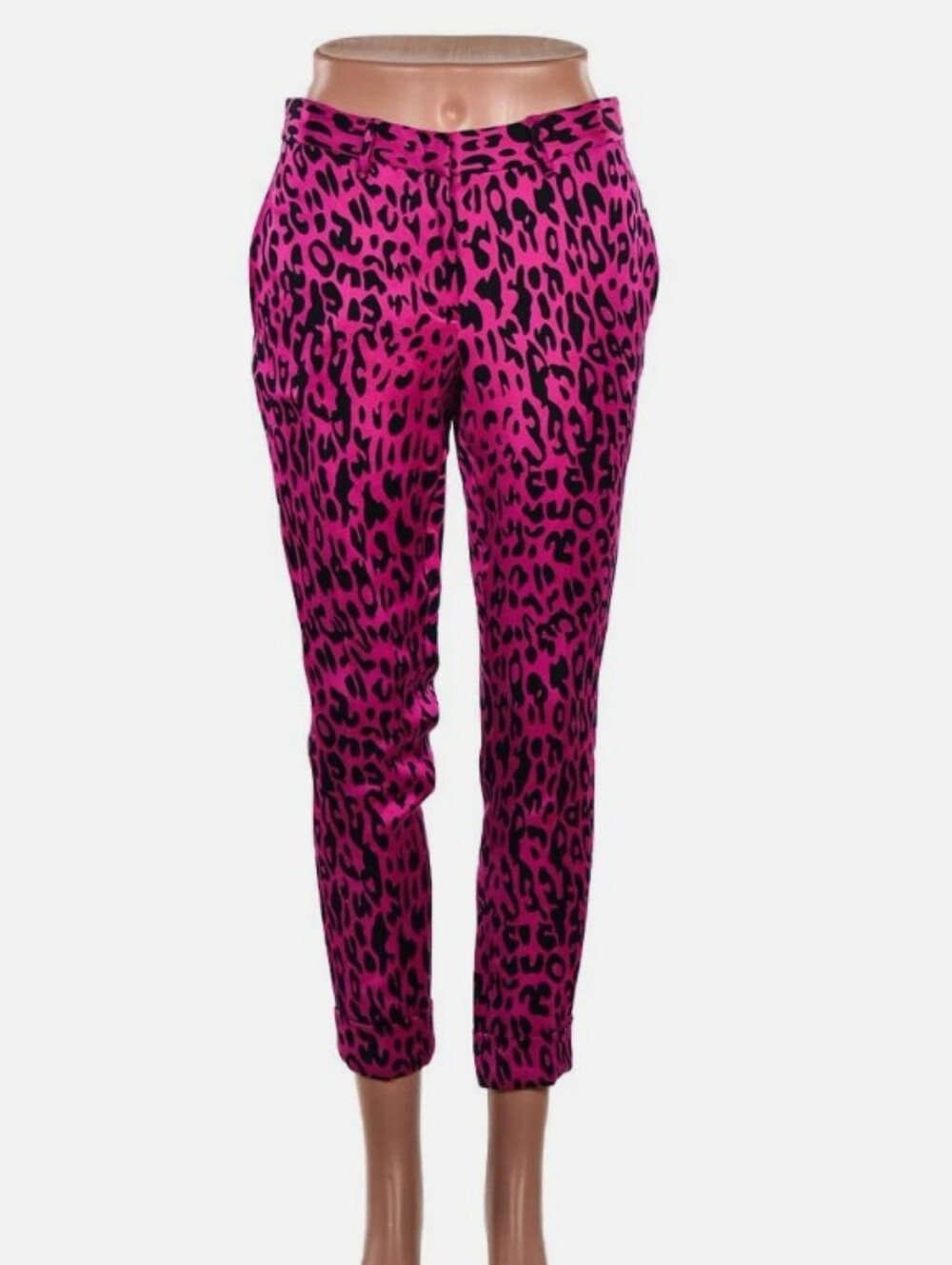 Robert Rodriguez Hot Pink Leopard-Print Cropped Pants